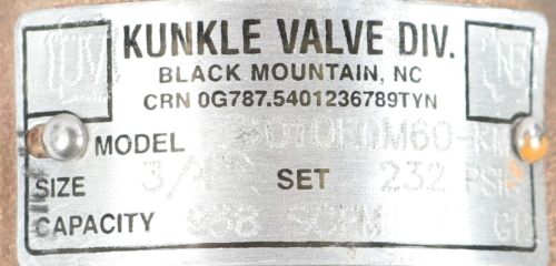 EMERSON - KUNKLE VALVE/CASH PRESSURE RELIEF VALVE