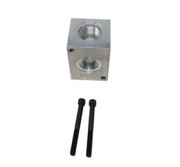 HEADER BLOCK  ALUMINUM  TWO OPPOSITE PORTS OUT